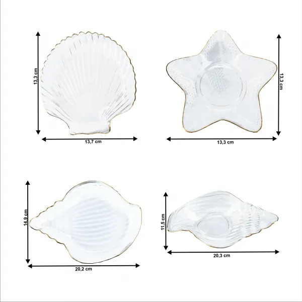 Servírovacie misky, set 4 ks, sklo, PURE SHELLS