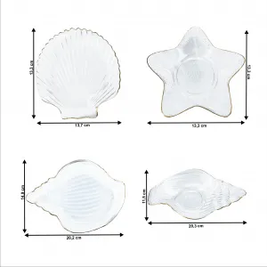 Servírovacie misky, set 4 ks, sklo, PURE SHELLS