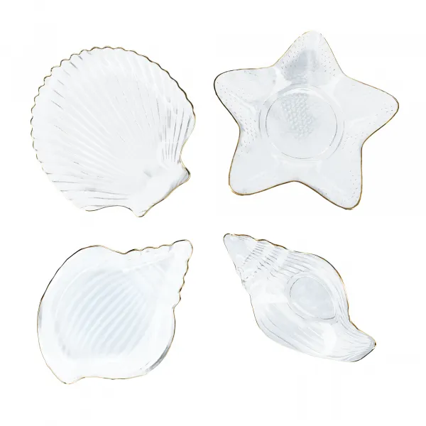 Servírovacie misky, set 4 ks, sklo, PURE SHELLS