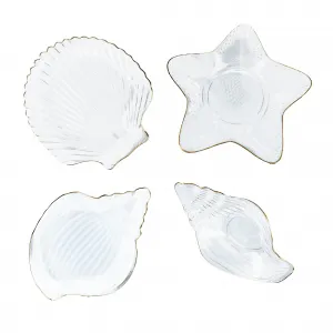 Servírovacie misky, set 4 ks, sklo, PURE SHELLS
