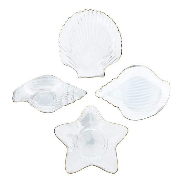 Servírovacie misky, set 4 ks, sklo, PURE SHELLS