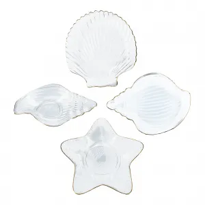 Servírovacie misky, set 4 ks, sklo, PURE SHELLS