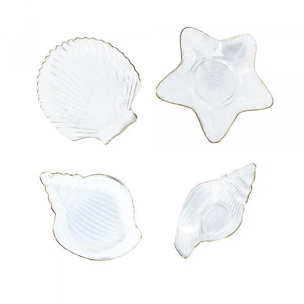 Servírovacie misky, set 4 ks, sklo, PURE SHELLS