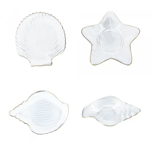 Servírovacie misky, set 4 ks, sklo, PURE SHELLS