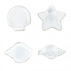 Servírovacie misky, set 4 ks, sklo, PURE SHELLS