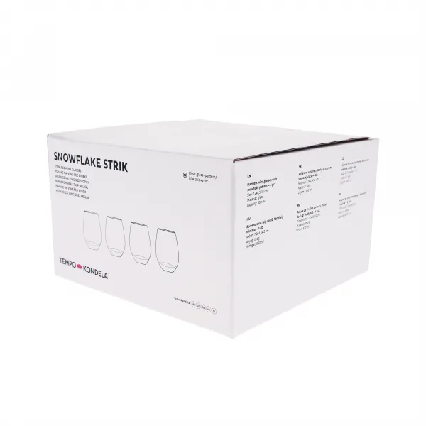 TEMPO-KONDELA  SNOWFLAKE STRIK, poháre, set 4 ks, s kryštálmi, 530 ml