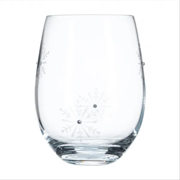 TEMPO-KONDELA  SNOWFLAKE STRIK, poháre, set 4 ks, s kryštálmi, 530 ml