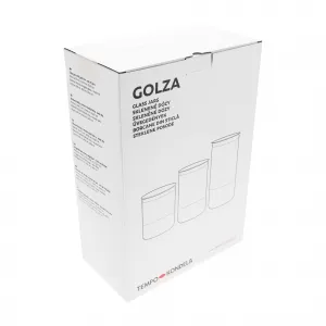 TEMPO-KONDELA GOLZA, sklenené dózy, set 3 ks, s viečkom, sklo/kov