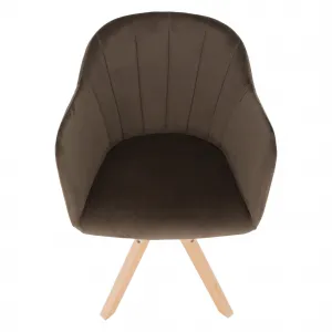 Otočné kreslo, velvet látka, sivohnedá taupe/buk, DALIO