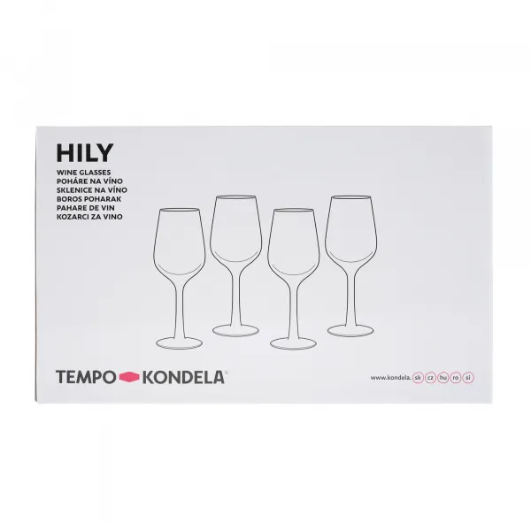 TEMPO-KONDELA HILY, poháre na víno, set 4 ks, ručne maľované, sklo
