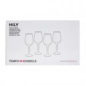 TEMPO-KONDELA HILY, poháre na víno, set 4 ks, ručne maľované, sklo