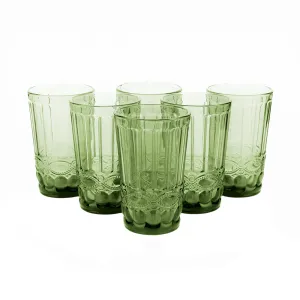 Poháre na vodu, set 6 ks, 350 ml, zelená, vintage, FREGATA TYP 6