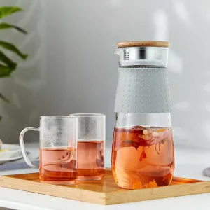 TEMPO-KONDELA GLAZO, karafa na vodu/čaj, 1200 ml, s viečkom a sitkom
