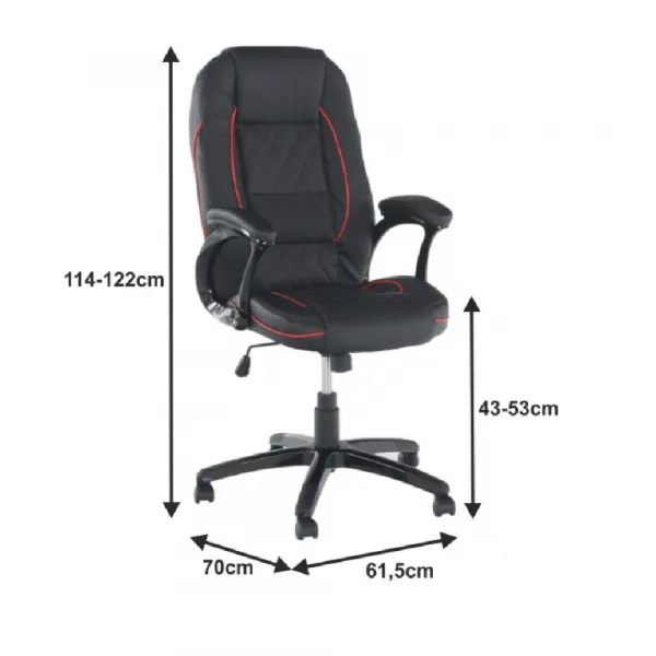 Kancelárske kreslo, ekokoža čierna/červený lem, PORSHE NEW