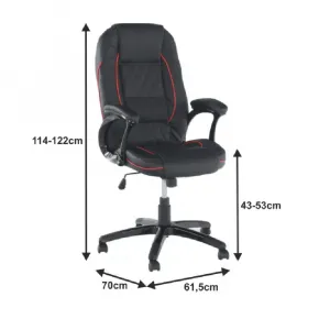Kancelárske kreslo, ekokoža čierna/červený lem, PORSHE NEW