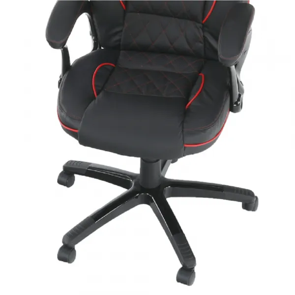 Kancelárske kreslo, ekokoža čierna/červený lem, PORSHE NEW