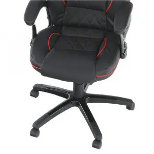 Kancelárske kreslo, ekokoža čierna/červený lem, PORSHE NEW