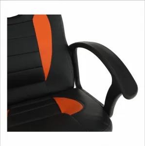 Kancelárske kreslo, ekokoža čierna/oranžová, MADAN NEW