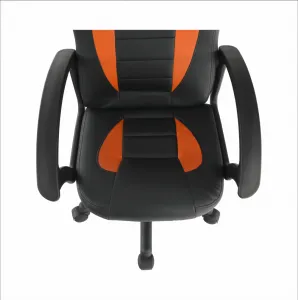 Kancelárske kreslo, ekokoža čierna/oranžová, MADAN NEW