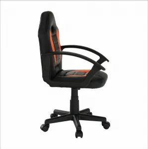 Kancelárske kreslo, ekokoža čierna/oranžová, MADAN NEW