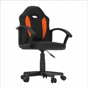 Kancelárske kreslo, ekokoža čierna/oranžová, MADAN NEW
