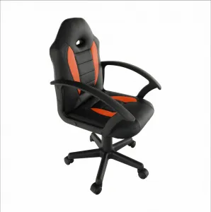 Kancelárske kreslo, ekokoža čierna/oranžová, MADAN NEW