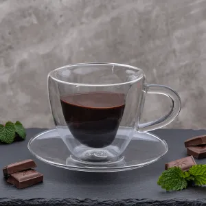 Termo poháre, set 2 ks, šálka Heart s podšálkami, v tvare srdca, 150 ml, HOTCOOL TYP 5