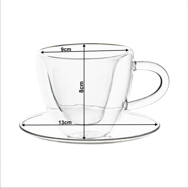 Termo poháre, set 2 ks, šálka Heart s podšálkami, v tvare srdca, 150 ml, HOTCOOL TYP 5