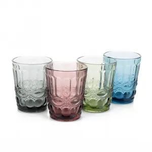Poháre na vodu, set 4 ks, 240 ml, farebné vintage, SAVOY TYP 2