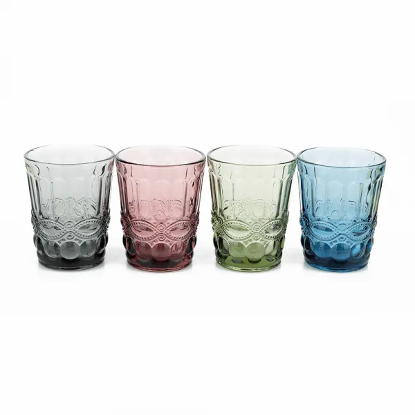 Poháre na vodu, set 4 ks, 240 ml, farebné vintage, SAVOY TYP 2