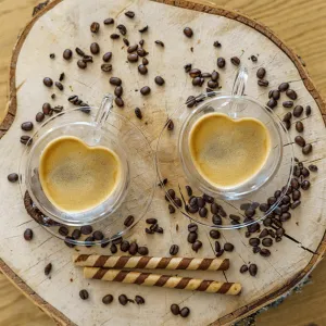 Termo poháre, set 2 ks, šálka Heart s podšálkami, v tvare srdca, 150 ml, HOTCOOL TYP 5