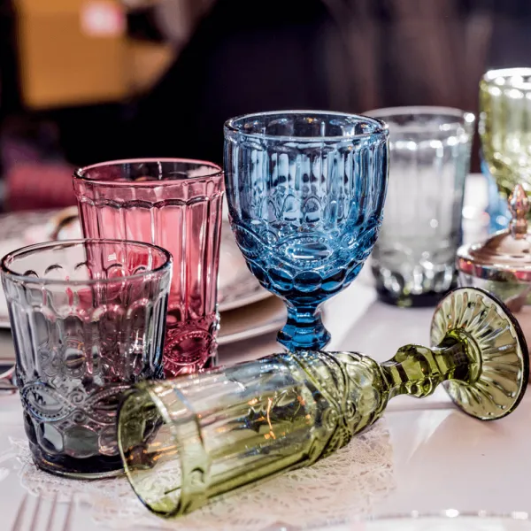 Poháre na vodu, set 4 ks, 240 ml, farebné vintage, SAVOY TYP 2