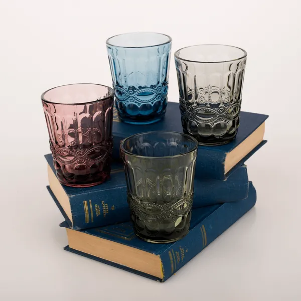 Poháre na vodu, set 4 ks, 240 ml, farebné vintage, SAVOY TYP 2