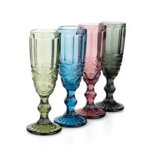 Poháre na šampanské, set 4 ks, 150 ml, farebné vintage, SAVOY TYP 4