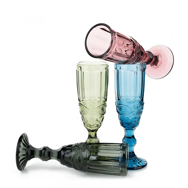 Poháre na šampanské, set 4 ks, 150 ml, farebné vintage, SAVOY TYP 4