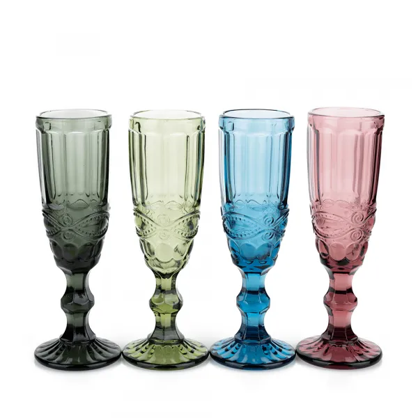Poháre na šampanské, set 4 ks, 150 ml, farebné vintage, SAVOY TYP 4