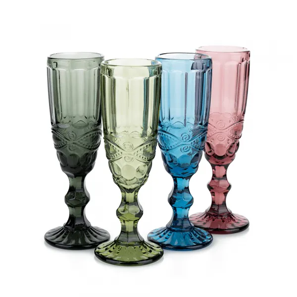Poháre na šampanské, set 4 ks, 150 ml, farebné vintage, SAVOY TYP 4