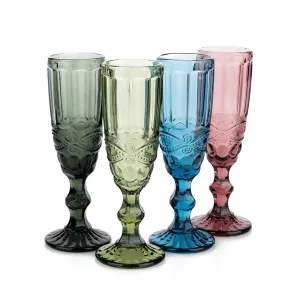 Poháre na šampanské, set 4 ks, 150 ml, farebné vintage, SAVOY TYP 4