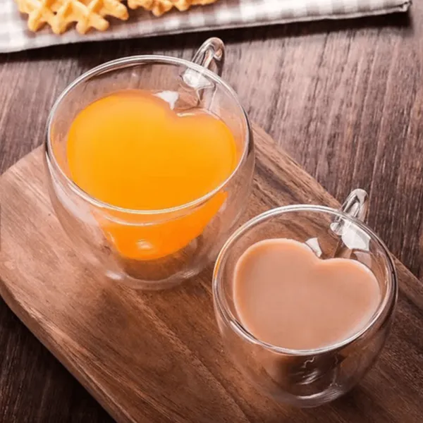 Termo poháre, set 2 ks, šálka Heart s podšálkami, v tvare srdca, 150 ml, HOTCOOL TYP 5