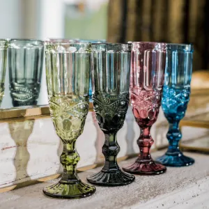 Poháre na šampanské, set 4 ks, 150 ml, farebné vintage, SAVOY TYP 4