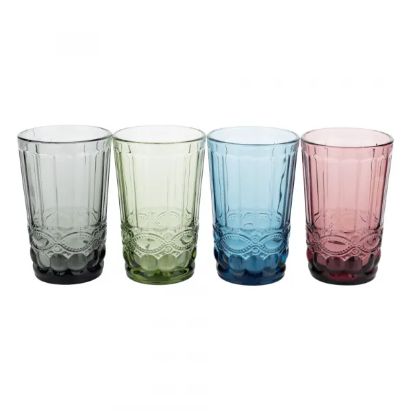 Poháre na vodu, set 4 ks, 350 ml, farebné vintage, SAVOY TYP 1
