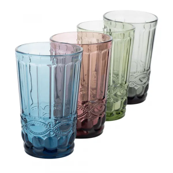 Poháre na vodu, set 4 ks, 350 ml, farebné vintage, SAVOY TYP 1