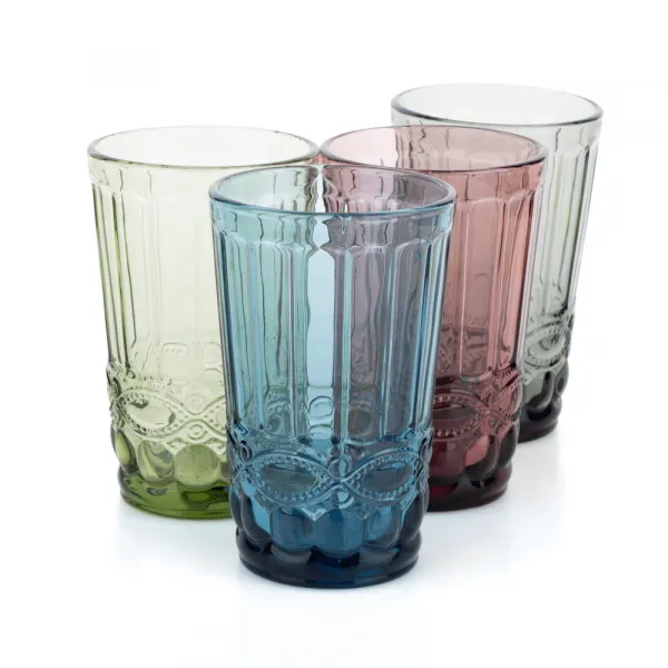 Poháre na vodu, set 4 ks, 350 ml, farebné vintage, SAVOY TYP 1