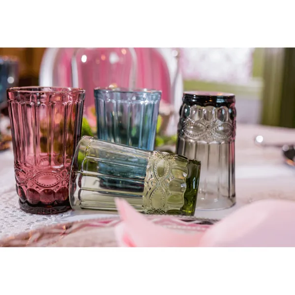 Poháre na vodu, set 4 ks, 350 ml, farebné vintage, SAVOY TYP 1
