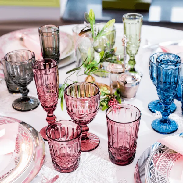 Poháre na vodu, set 4 ks, 350 ml, farebné vintage, SAVOY TYP 1