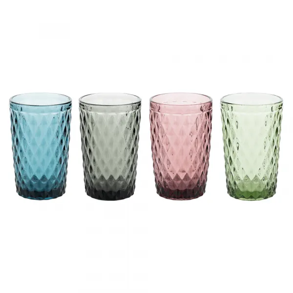 Poháre na vodu, set 4 ks, 350 ml, farebné, retro, VERITAS TYP 1