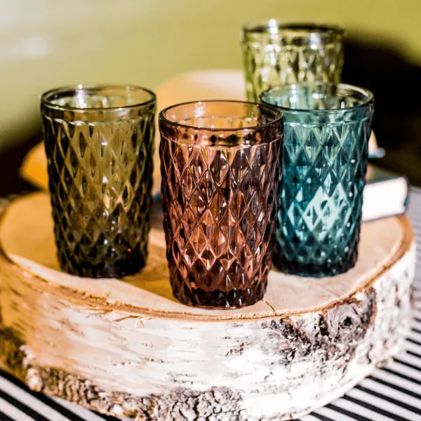 Poháre na vodu, set 4 ks, 350 ml, farebné, retro, VERITAS TYP 1