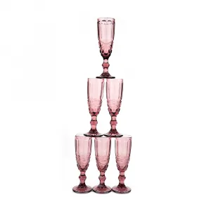 Poháre na šampanské, set 6 ks, 150 ml, ružová, vintage, FREGATA TYP 4