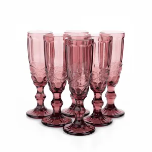 Poháre na šampanské, set 6 ks, 150 ml, ružová, vintage, FREGATA TYP 4