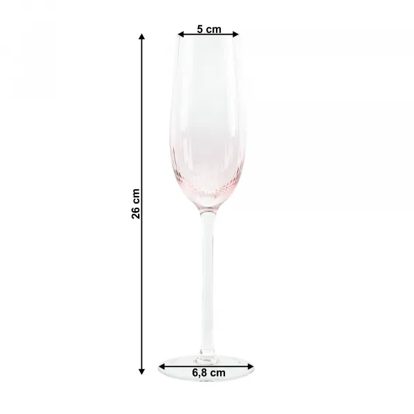 Poháre na šampanské, set 6 ks, 280 ml, ružová, CELESTE TYP 1